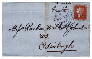 (I.B) QV Railway Cover : Edinburgh-Perth (1857)