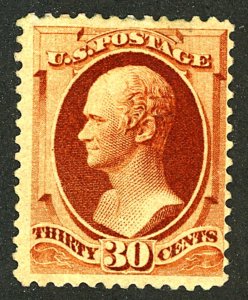 U.S. #217 MINT OG HR PAPER ON BACK