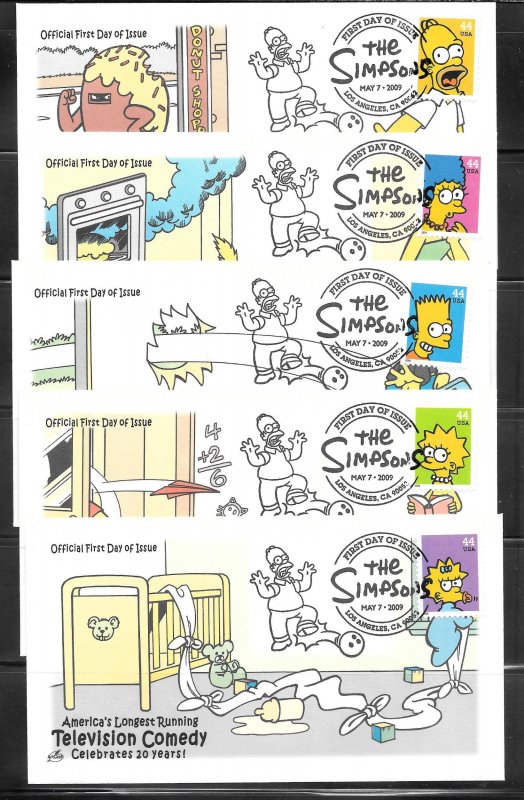 Just Fun Cover #4399-4403 FDC THE SIMPSONS 5 ArtCraft COVERS (12905)