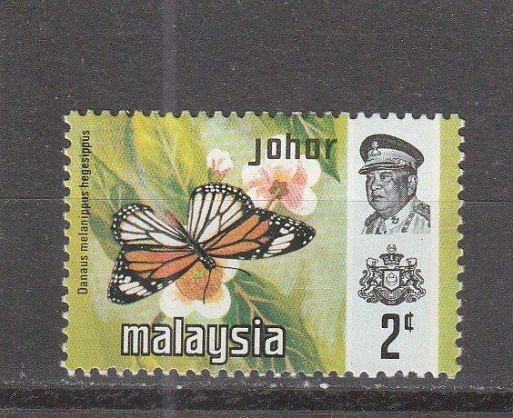 Malaysia - Johore  Scott#  177  MH  (1971 Black-Veined Tiger Butterfly)