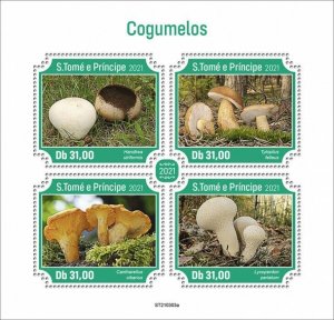 Sao Tome & Principe 2021 MNH Mushrooms Stamps Cantharellus Fungi Nature 4v M/S