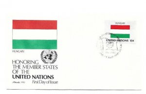 United Nations #340 15c Flag Series 1980, Hungary, Artmaster FDC