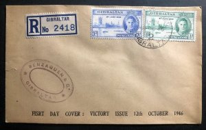 1946 Gibraltar First Day Cover FDC Locally Used Victory Issue