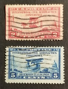 US Scott 649-650 Used Stamp Set 2c 5c Aeronautics Conference z6901