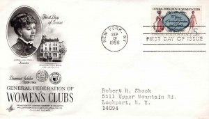 USA 1966 FDC Sc 1316 Federation of Women's Clubs Artcraft Cachet New Yor...