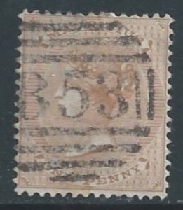 Mauritius #32a Used 1p Quenn Victoria - Wmk. 1 - Bister Brown