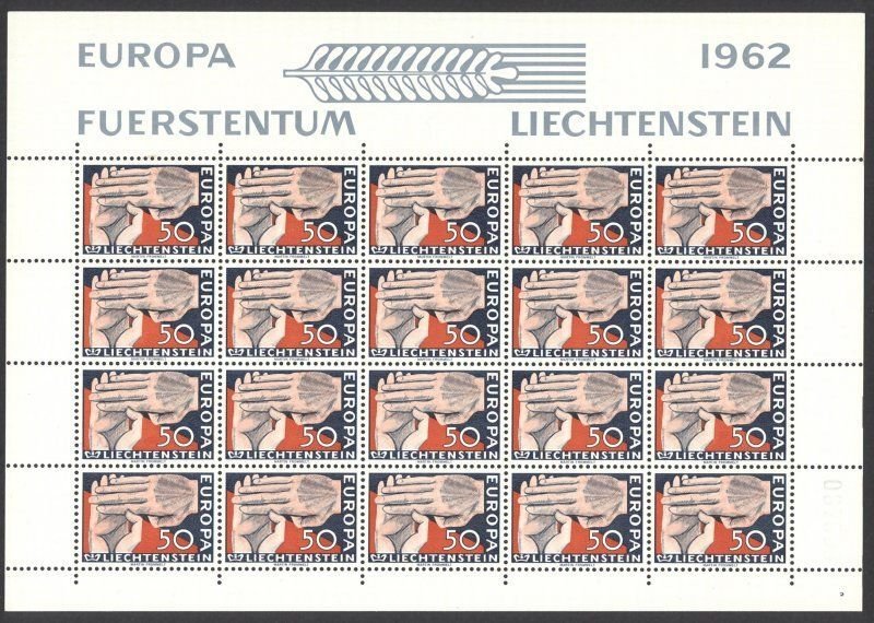 LIECHTENSTEIN Scott 370 MNH** Europa 1962 full sheet