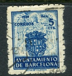 SPAIN; 1930s early Barcelona Local Civil War period issues fine used value