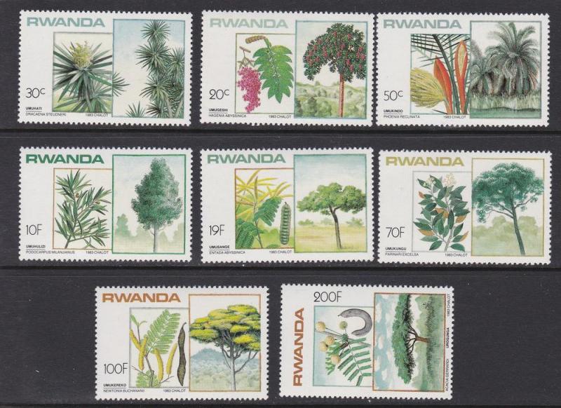 Rwanda # 1167-1174, Local Trees, Mint NH, 1/2 Cat