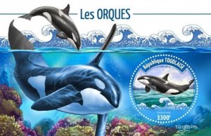 Togo - 2019 Orcas Killer Whales on Stamps - Stamp Souvenir Sheet - TG190577b