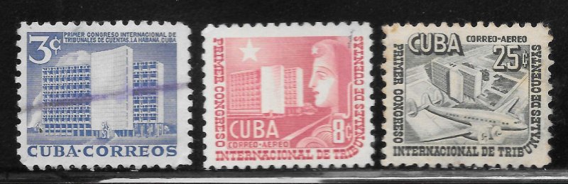 Cuba Scott 513, C90-91 Used - 1953 Board of Accounts Issue - SCV $2.25