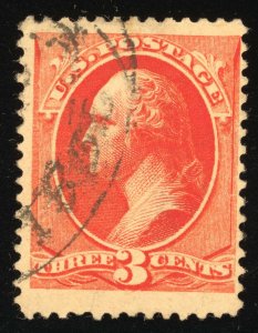 US Scott 214 Used 3c Vermillion  1887 Lot T620 bhmstamps