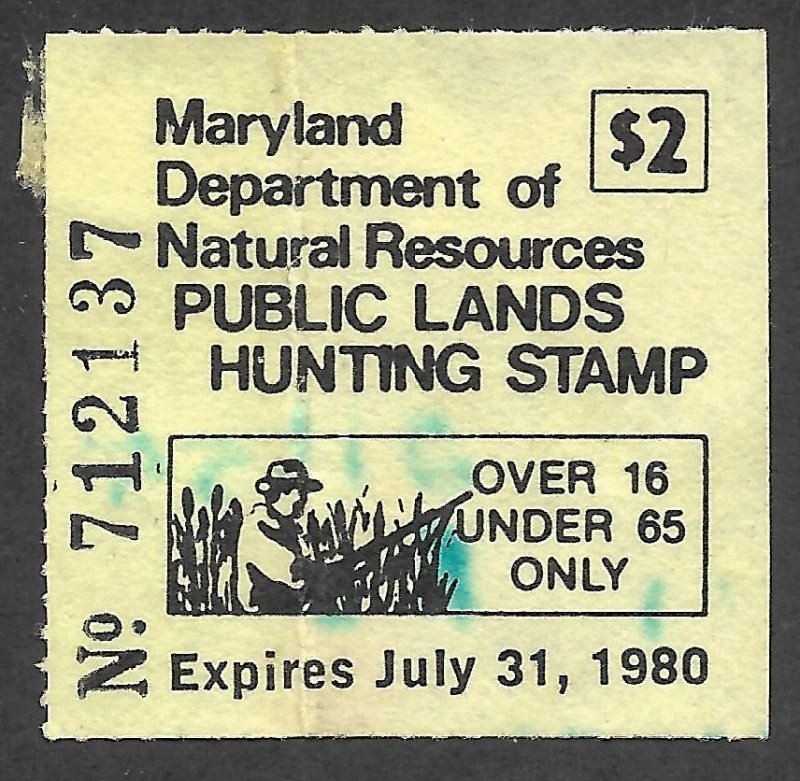 Doyle's_Stamps: Used 1979 Maryland Hunting Permit/Stamp, Scott #A5  cv $35