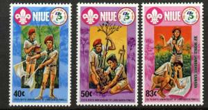 Niue 372-4 MNH Scouting Year, Flags