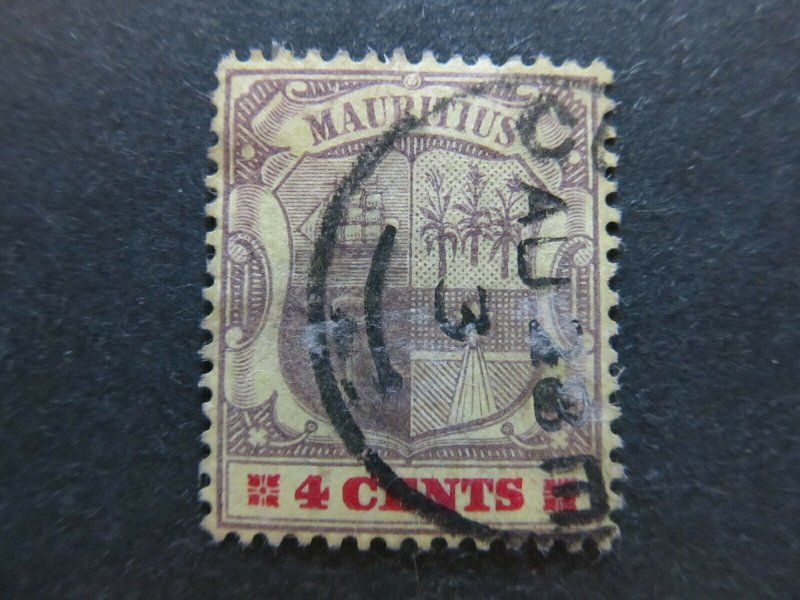 A4P43F57 Mauritius 1900-05 Wmk Crown CA 4c used