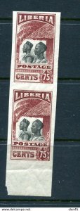 Liberia 1918 Official Rare Variety Imperf Pair without Overprint  O135Ba MNH  12