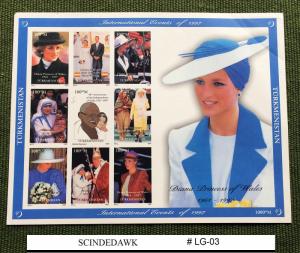 TURKMENISTAN 1997 PRINCESS DIANA MAHATMA GANDHI MOTHER TERESA M/SHT MNH IMPERF