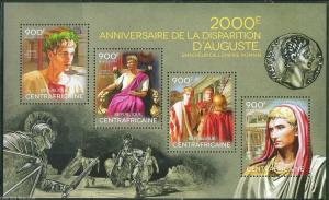 CENTRAL AFRICA  2014 2000th MEMORIAL ANNIVERSARY EMPEROR AUGUSTUS SHEET MINT NH