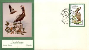 #1970 Louisiana Birds - Flowers Double A FDC