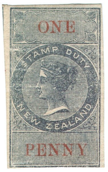 (I.B) New Zealand Revenue : Stamp Duty 1d (reversed & inverted watermark)