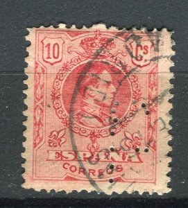 SPAIN; Early 1920s Alfonso issue fine used 10c. value + PERFIN