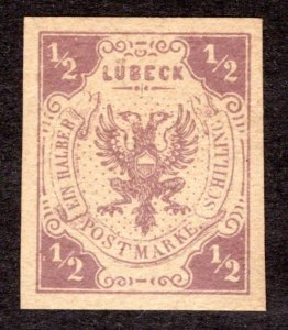 1859, Germany Lubeck, 1/2Sch, MNG, Sc 1, Forgery