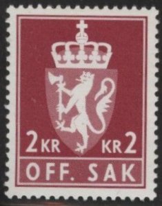 Norway O111 (mnh) 2k coat of arms, cerise (1982)