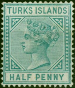 Turks Islands 1882 1/2d Blue-Green SG53 Good MM