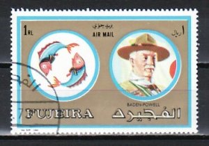 Fujeira, Mi cat. 1313 A. Scout Baden Powell value. Zodiac issue. Canceled. ^