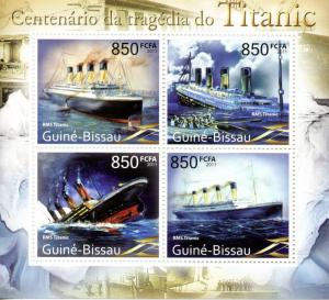 Titanic Stamps Guinea-Bissau 2011 MNH Ships Tragedy Centenary Nautical 4v M/S