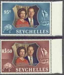 SEYCHELLES 309-10 MNH 1972 SILVER WEDDING