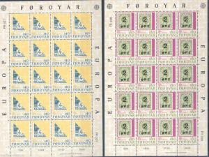 FAROE ISLANDS LOT OF 18  EUROPA COMPLETE SHEETLET SETS OF TWENTY  STAMPS MINT NH 