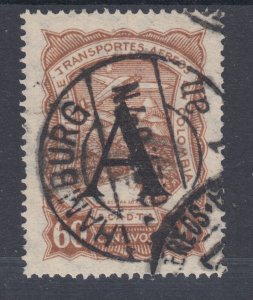 Colombia Sc CLA29 used. 1923 60c brown SCADTA, Hamburg and Barranquilla cancels