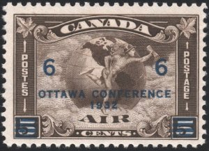 Canada SC#C4 6¢ Mercury and Western Hemisphere: Ottawa Conference (1932) MLH