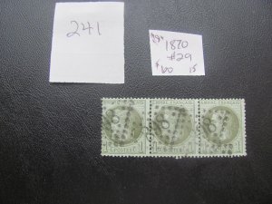 FRANCE 1870 USED SC 29 STRIP VF  (241)