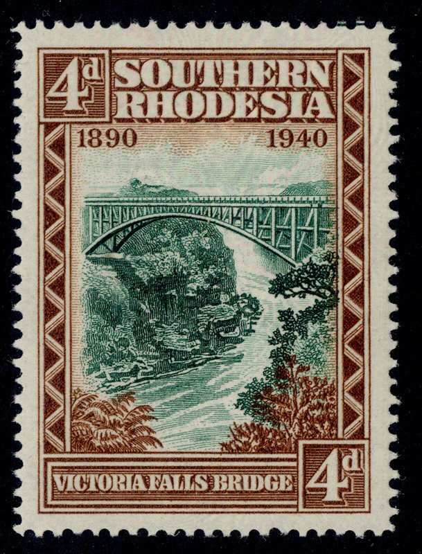 SOUTHERN RHODESIA GVI SG58, 4d green & brown, M MINT.