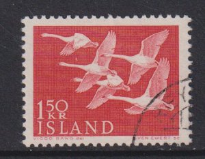 Iceland    #298   used   1956  whooper swans   1.50k