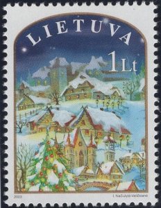 Lithuania 2003 MNH Sc 754 1 l Village at Christmas