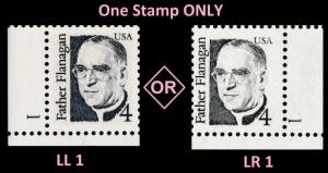 US 2171 Great Americans Father Flanagan 4c plate single (1 stamp) MNH 1986