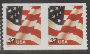 U.S. Scott #3632a American Flag Coil 2003 Stamp - Mint NH Pair