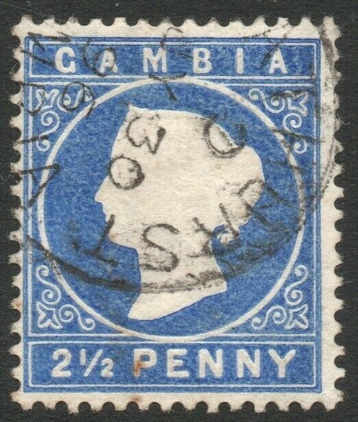 GAMBIA-1886-93 2½d Deep Bright Blue Sg 27 FINE USED V46459