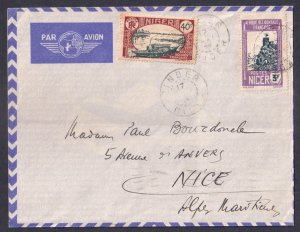 NIGER - 1939 AIR MAIL ENVELOPE TO NICE WITH STAMPS