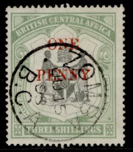 NYASALAND - BCA QV SG53, 1d on 3s black & sea-green, VERY FINE USED. Cat £22 CDS 