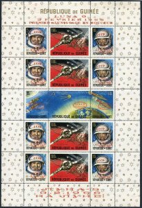 Guinea 388-393a var,hinged.Mi Bl.15. Russian achievements in Space.Luna 9,1966.