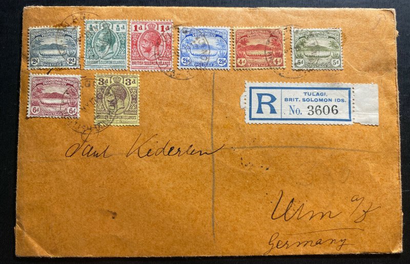 1913 Tulagi British Solomon Islands Registered Cover To Ulm Germany Sg#11