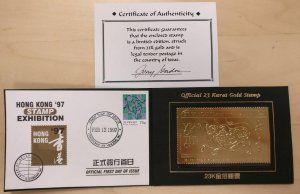 St. Vincent - Year of the Ox 24K Gold Stamp with First Day Cover and COA - MNH