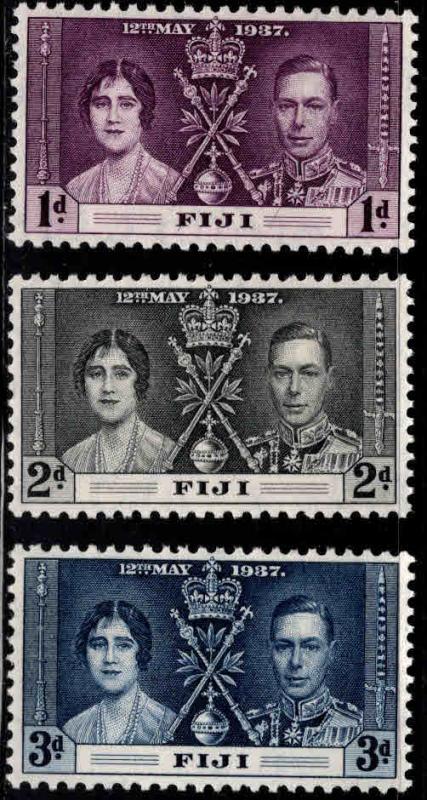 FIJI Scott 114-116 MNH** Coronation issue 1937