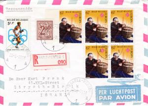 Belgium 1976 Registered Airmail Cover with Europa issue. Baarle-Hartog to Israel