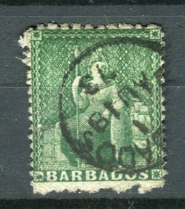 BARBADOS; 1873 early classic QV Britannia issue fine used 1/2d. fair Postmark