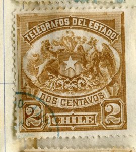 CHILE; 1890s early classic TELEGRAFOS issue used 2c. value